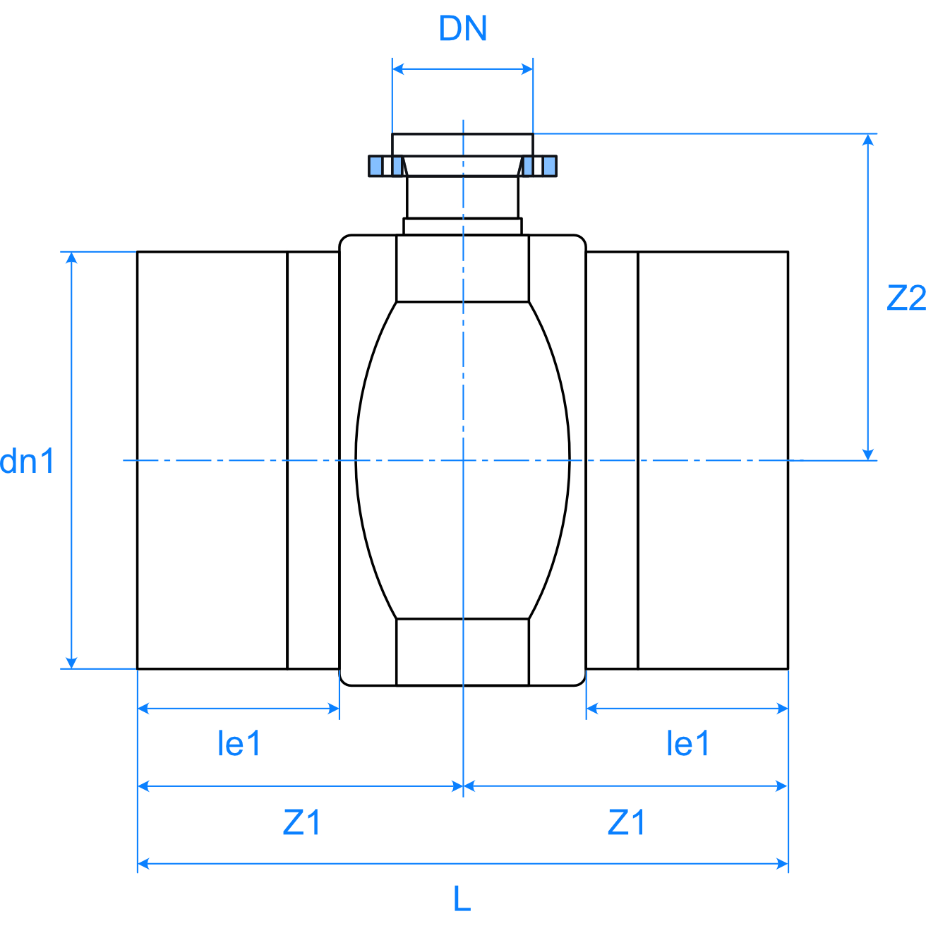 W Fabricated Air Valve Tee+Flange Ill