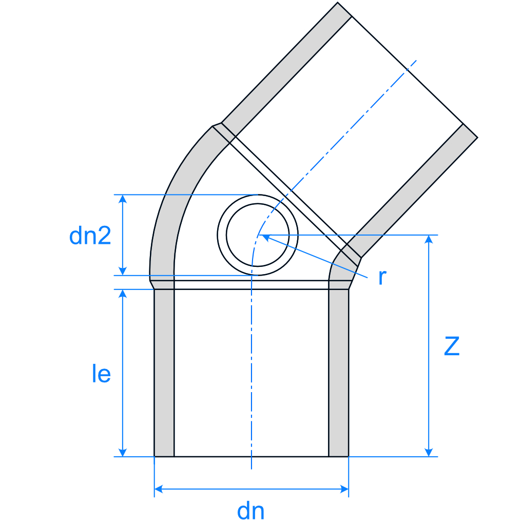 Inspection Elbow Mld 45 LS Blk Ill