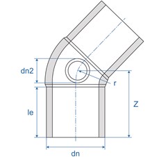Inspection Elbow Mld 45 LS Blk Ill