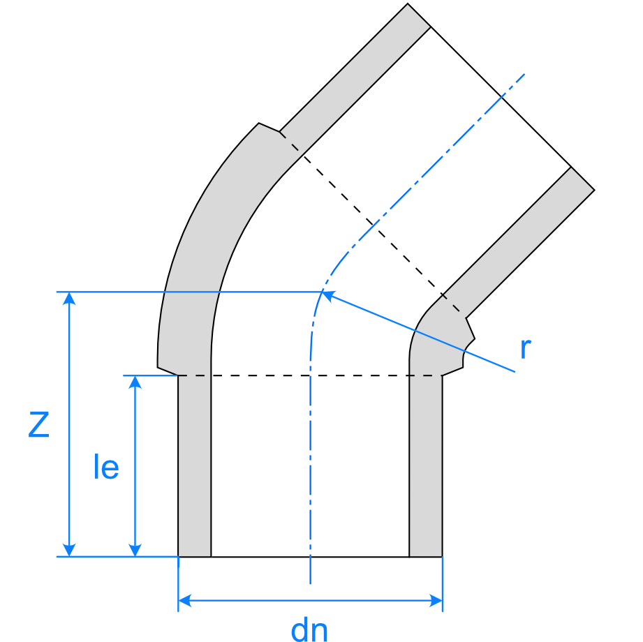 Elbow Mld 45 LS Blk Ill