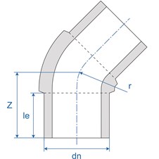 Elbow Mld 45 LS Blk Ill